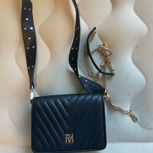 4/$50 Robinmay black rivet pearl crossbody bag with alternative chain